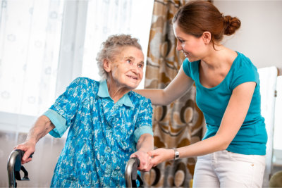 Staff supporting the elder patient